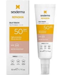 Sesderma Tonuotas veido apsaugos kremas SPF 50 Repaskin Silk Touch Color (Tinted Facial Sunscreen) 50 ml 50 ml veido apsauga