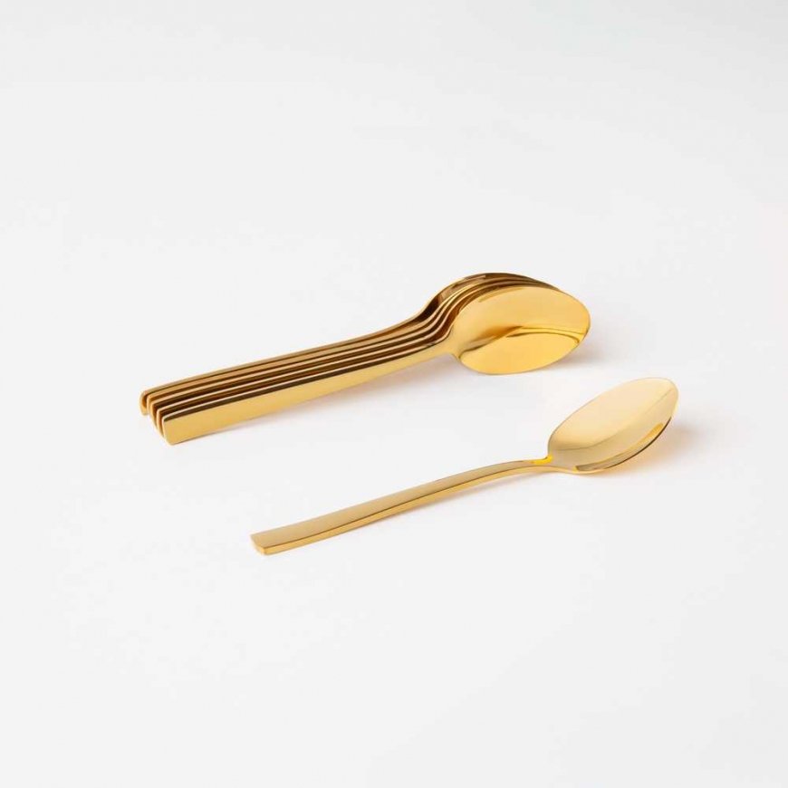 Set of 6 Prato teaspoons, gold color AMBITION