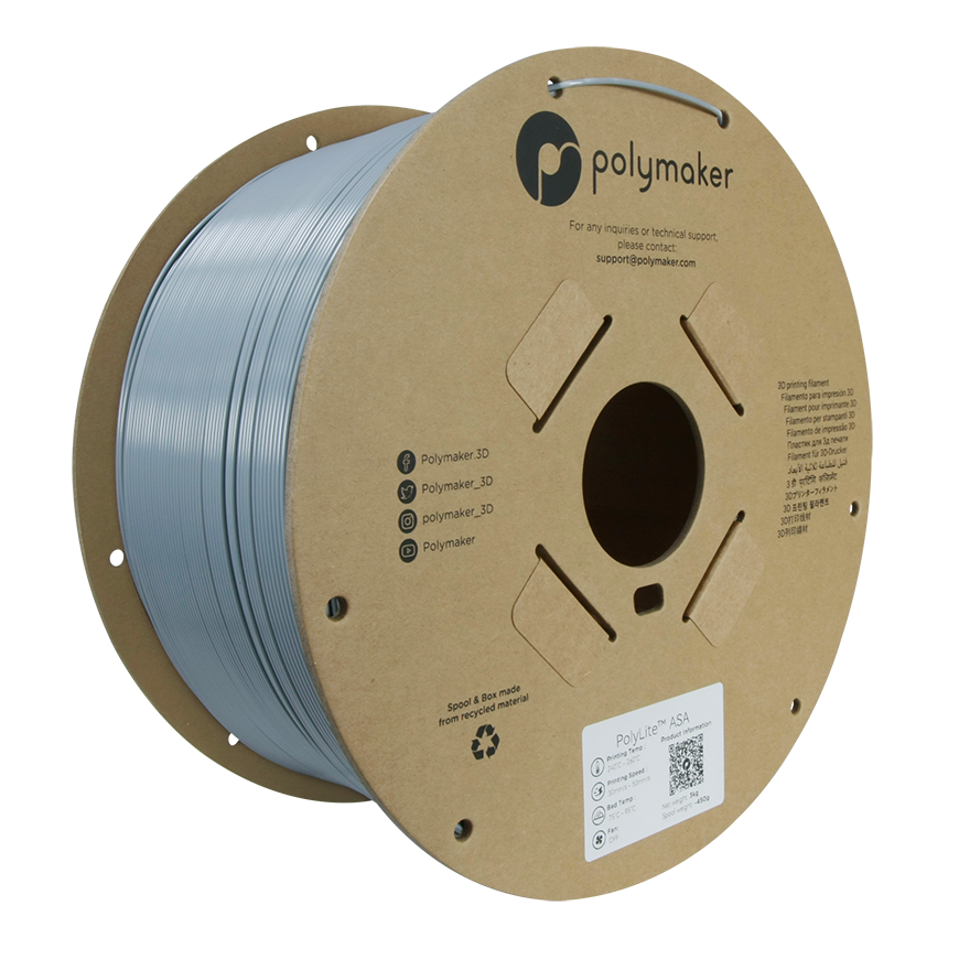 Polymaker PolyLite ASA - 3 kg - 1,75 mm - harmaa