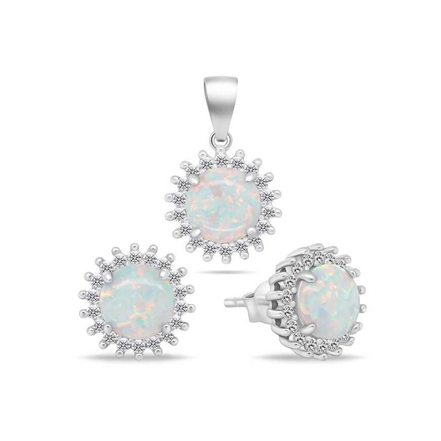 Brilio Silver Brilio Silver charming opal jewelry set SET254W (earrings, pendant)