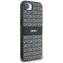 Dėklas DKNY Repeat Texture Pattern with Tonal Stripe for Apple iPhone 16e juodos spalvos Dėklas DKNY Repeat Texture Pattern with Tonal Stripe for Apple iPhone 16e juodos spalvos