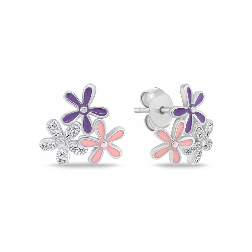 Brilio Silver Playful silver earrings Flowers EA1087W