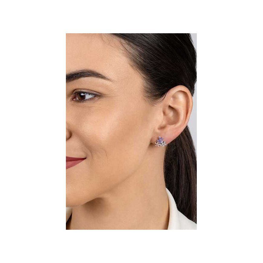 Brilio Silver Playful silver earrings Flowers EA1087W – 3