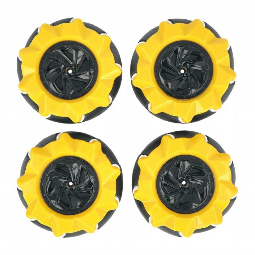 Mecanum wheel set, 80mm, x4, black/yellow with rollers, DFRobot FIT0654-1 – 3