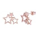Troli Three Star Pink Gold-Plated Steel Earrings