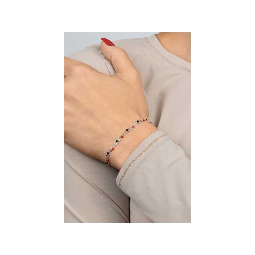 Brilio Silver Double Silver Bead Bracelet BRC230WBCR – 2