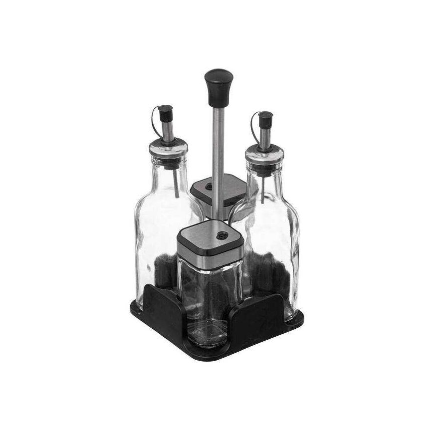 5five Simply Smart Spices for the Table: Olive Oil and Vinegar Bottles + Pepper Mill with Salt Shaker