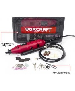Worcraftin joustava akselihiomakone tarvikkeilla (40 kpl) 135W