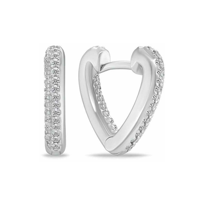 Brilio Silver Silver Heart Earrings with Zircons EA1186W