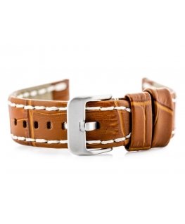 Pacific W49 leather watch strap - camel/white - 24mm