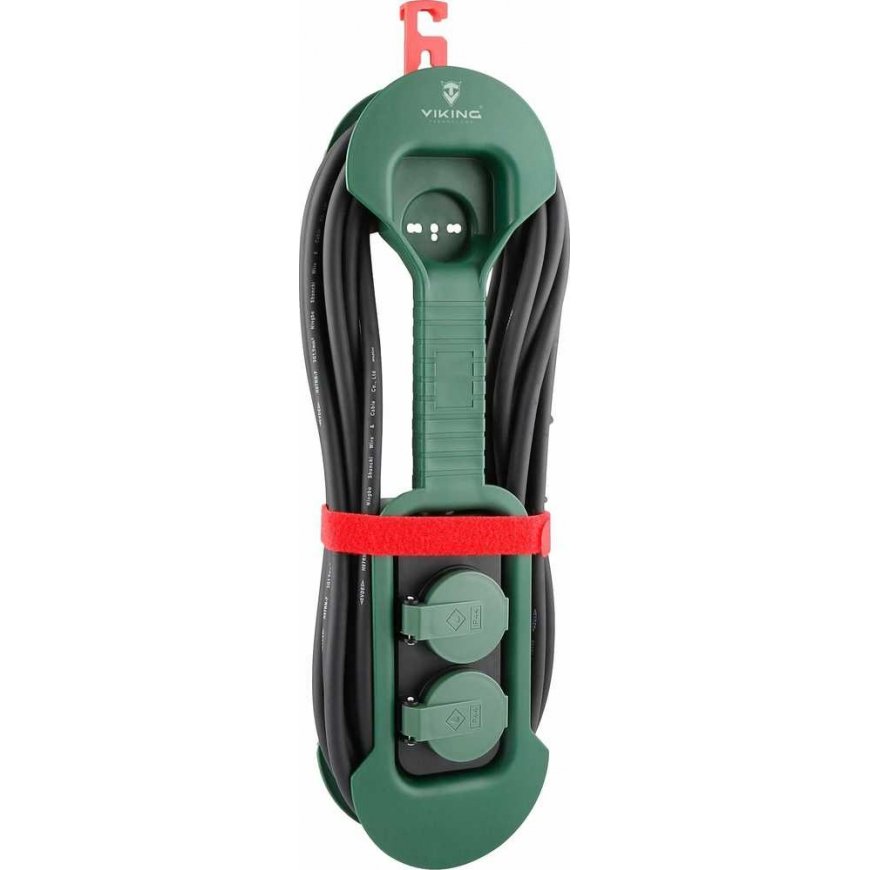 Viking network extension socket R280, 2x AC 230V, IP44, length 8 m – 3