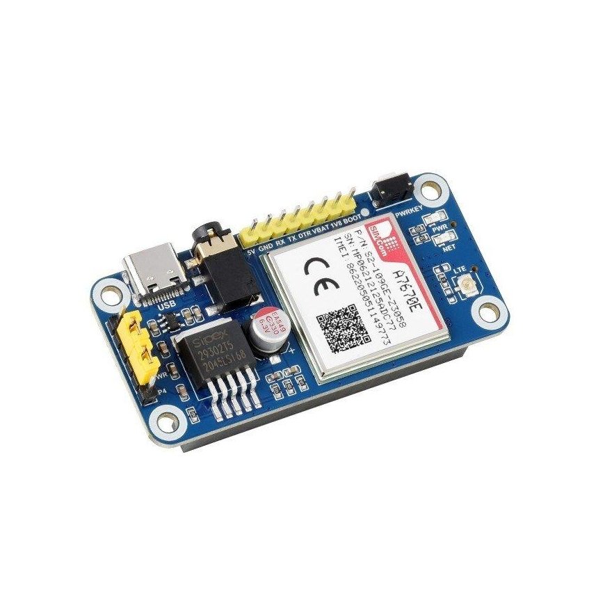 A7670E LTE Cat-1 HAT, designed for Raspberry Pi, multi-band, 2G GSM/GPRS, LBS - Waveshare 20049