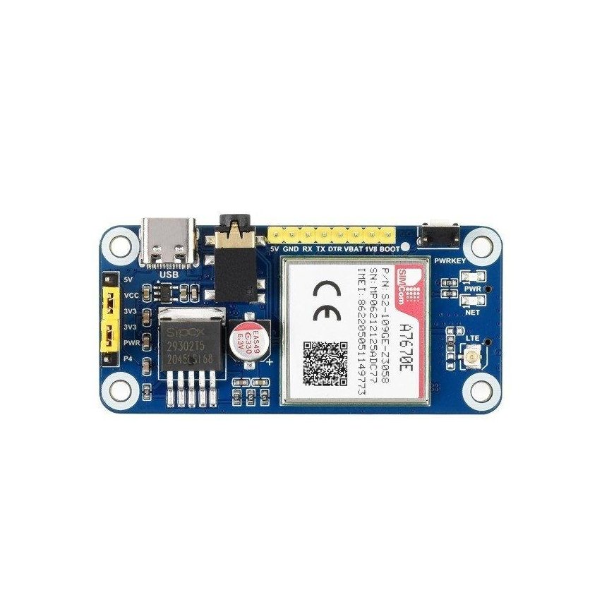 A7670E LTE Cat-1 HAT, designed for Raspberry Pi, multi-band, 2G GSM/GPRS, LBS - Waveshare 20049 – 5