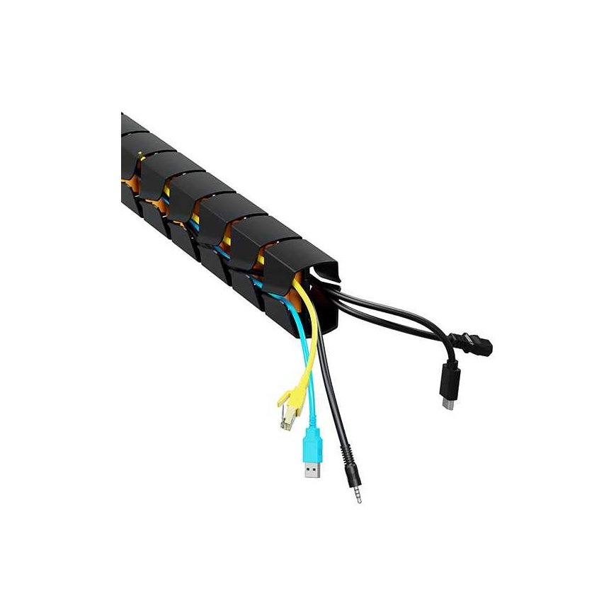 Cable holder, Gooseneck with magnetic holder, black/orange, 1285mm, adjustable height for tables, Powerton – 2