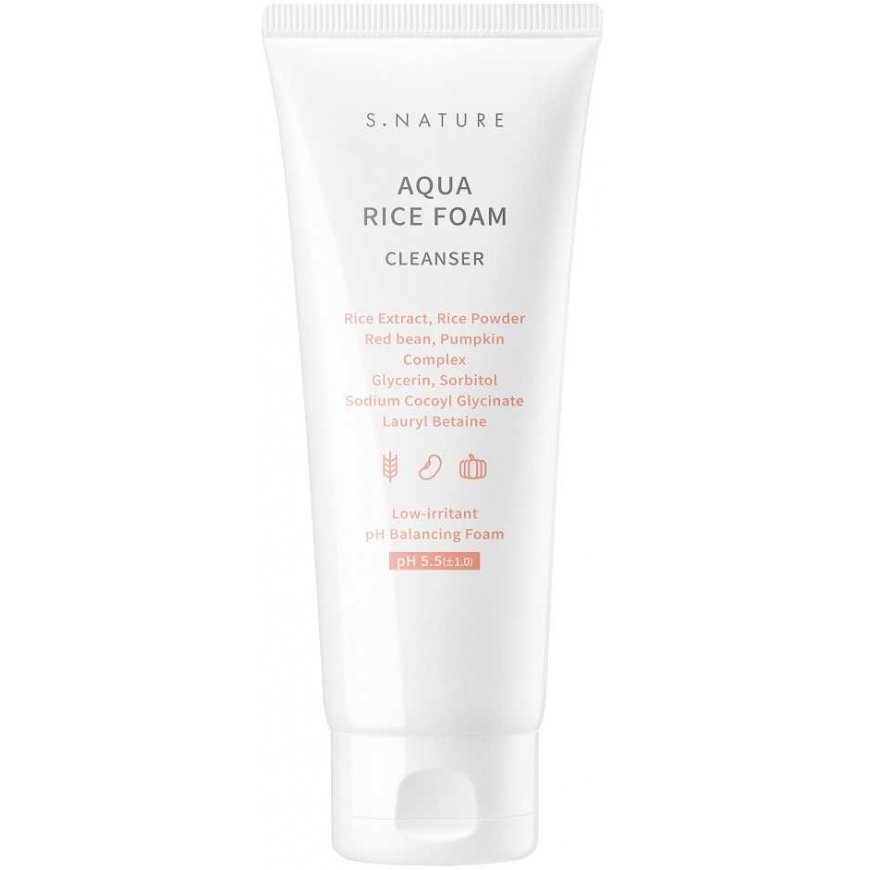 Snature Aqua Rice Foam Valiklis veido prausiklis su ryžių putomis 160ml