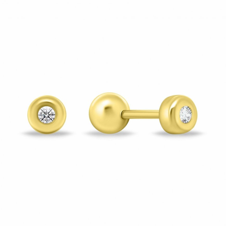Brilio Silver Minimalist Gold-Plated Earrings with Clear Zirconia EA926Y