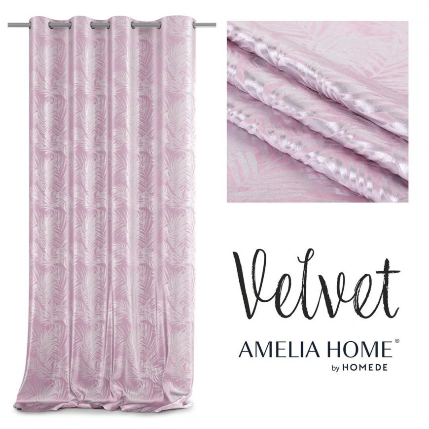 AmeliaHome CURT / AH / VELVET / SILVERLEAVES / POWDER Pink / 140X245 – 2