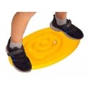 Balance beam icon with orange balls Balance beam icon with orange balls