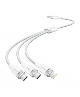 USB 2.0 A to 3in1 3A cable Vention CTPWG 1.5M (white)