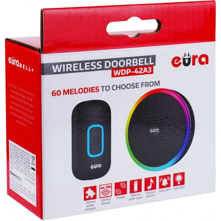 Belaidis skambutis EURA WDP-42A3 juodas – 2