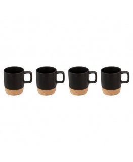 Secret De Gourmet CERAMIC cups with bamboo stand, 4 pcs x 120 ml