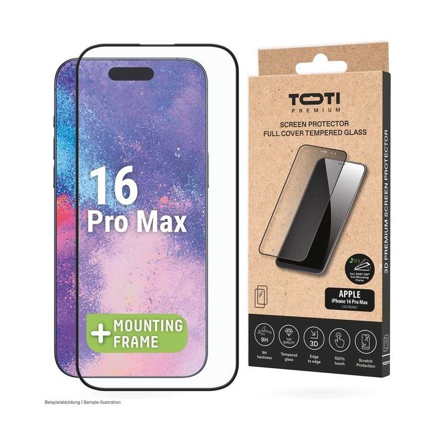 Toti Premium PREMIUM TEMPERED ekrano apsaugos stiklas 3D pilnas dangtis Apple iPhone 16 Pro Max – 3