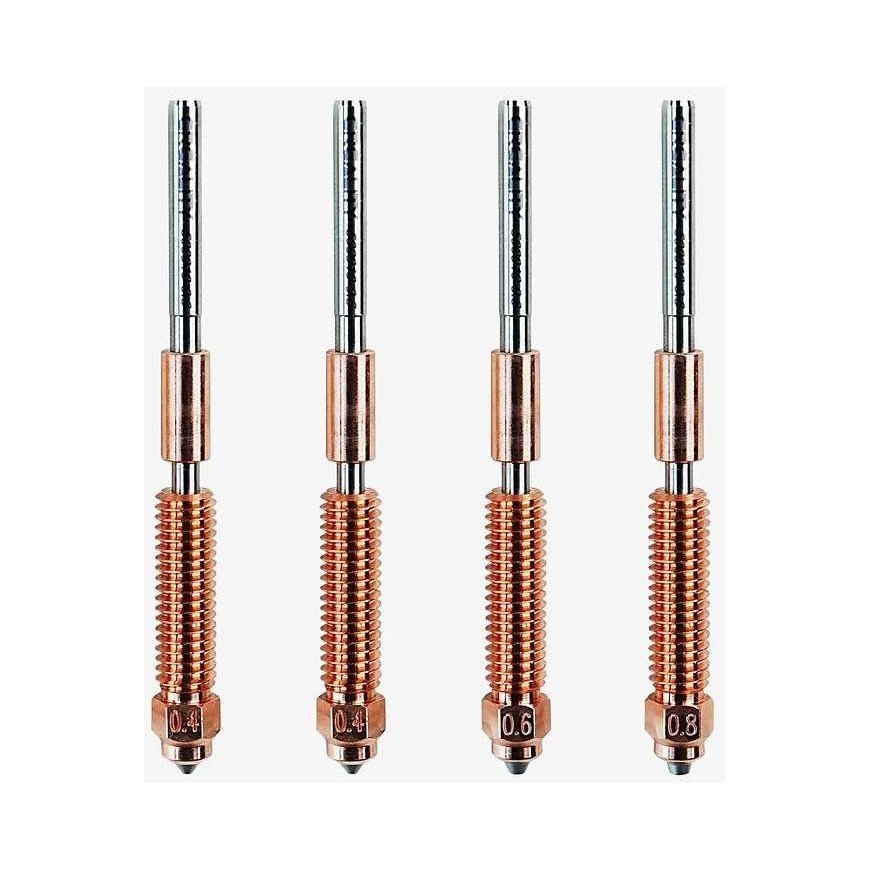 3D printer nozzle set 'Unicorn' 2x0.4mm 1x0.6mm 1x0.8mm designed for K1C / ENDER-3V3 / K1MAX with upgraded heater CREALITY