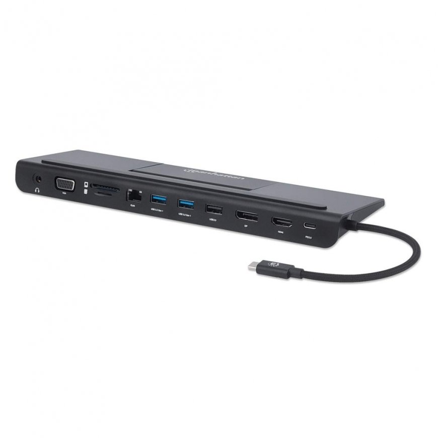 Manhattan 153478 sülearvuti dokk ja pordireplikaator Juhtmega ühendatud USB 3.2 Gen 1 (3.1 Gen 1) Ty