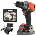 Black & Decker cordless drill/driver, 50Nm, 18V POWERCONNECT, Black & Decker [BLD682D1XK-QW] 2.0Ah, case