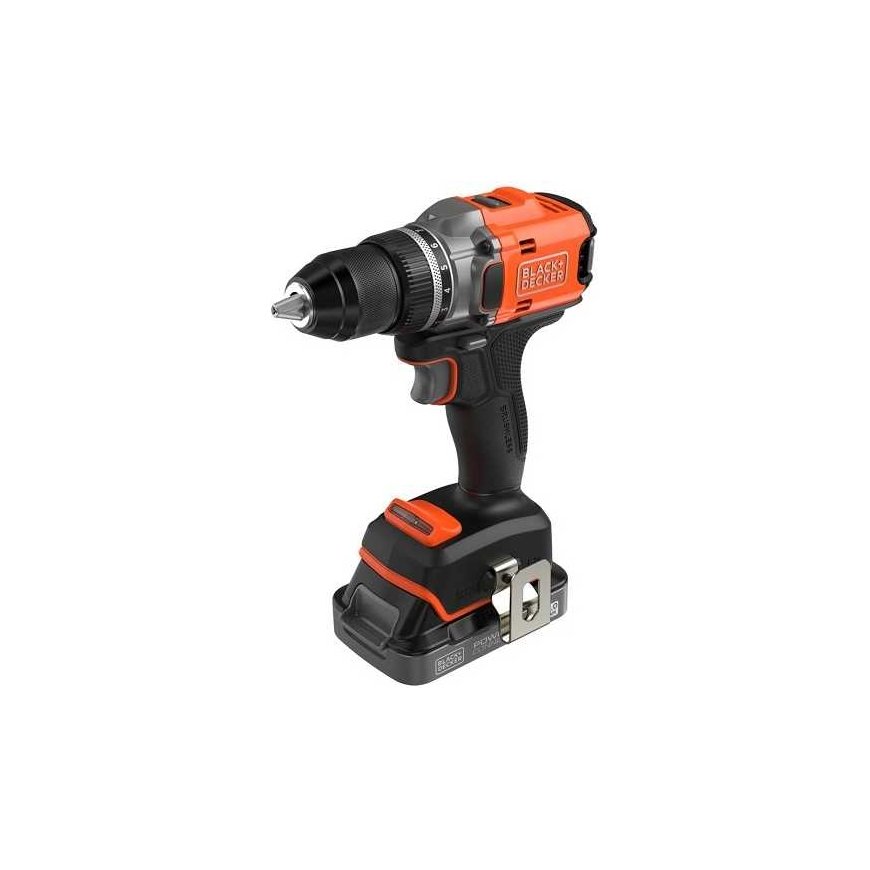 Black & Decker cordless drill/driver, 50Nm, 18V POWERCONNECT, Black & Decker [BLD682D1XK-QW] 2.0Ah, case – 2
