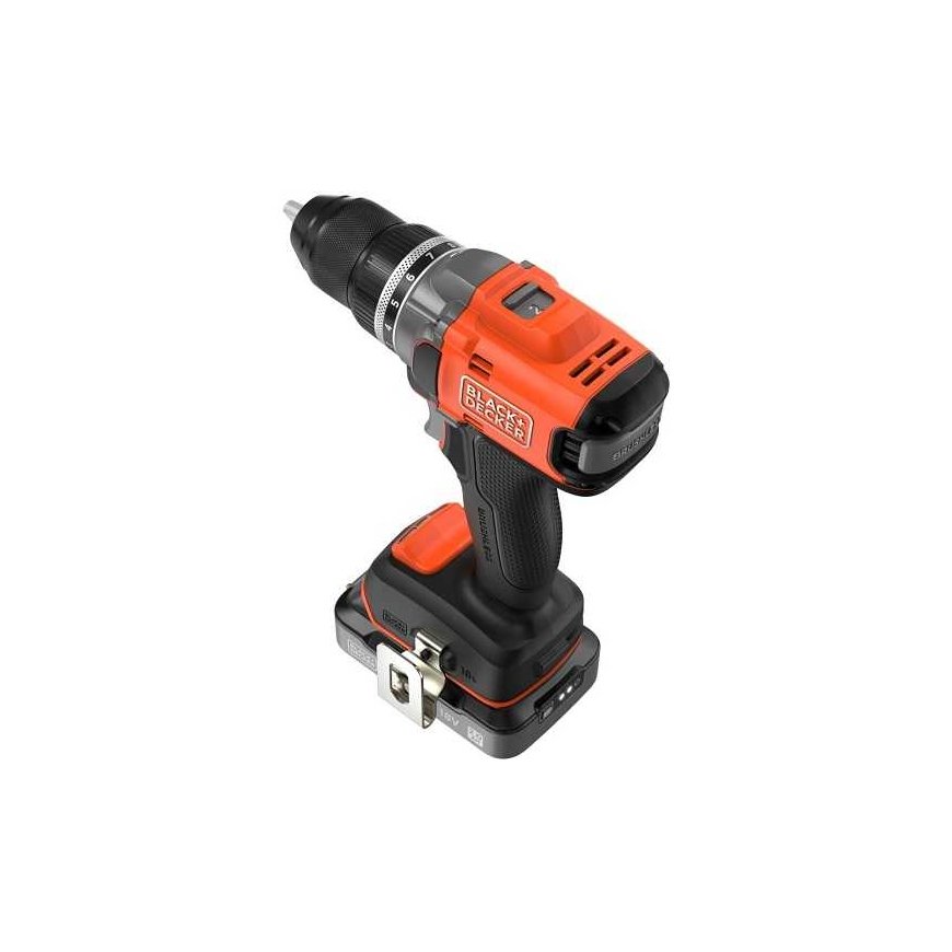 Black & Decker cordless drill/driver, 50Nm, 18V POWERCONNECT, Black & Decker [BLD682D1XK-QW] 2.0Ah, case – 3