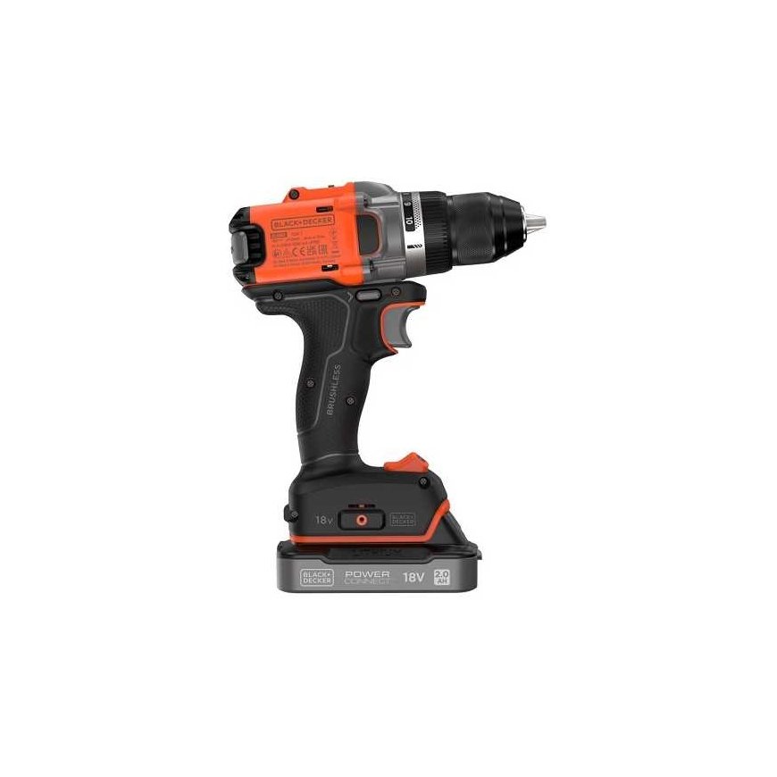 Black & Decker cordless drill/driver, 50Nm, 18V POWERCONNECT, Black & Decker [BLD682D1XK-QW] 2.0Ah, case – 4