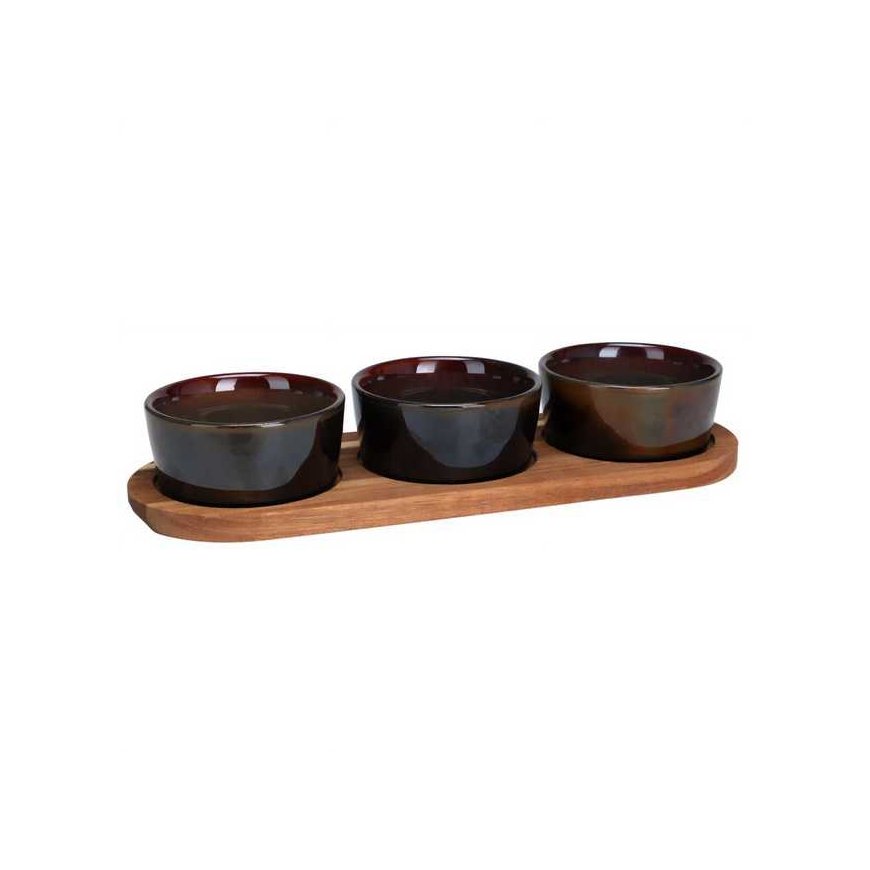 Secret De Gourmet Snack platter with stoneware bowls, 29 x 10 cm – 2