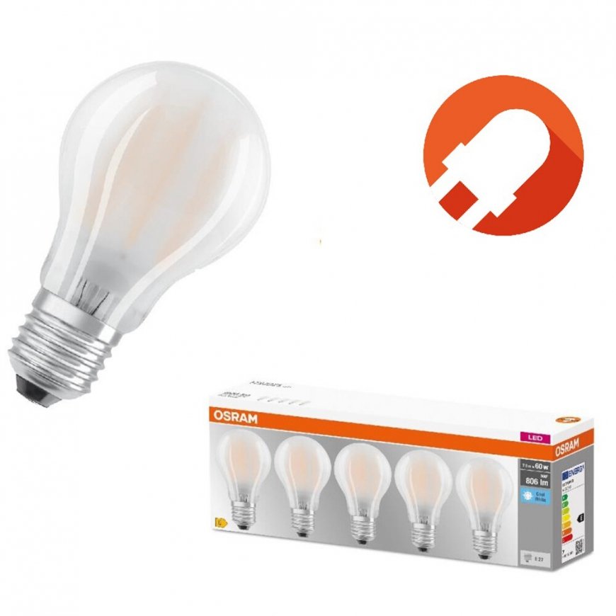 Osram LED bulb set with base, classic, 5 pcs, E27, 6.5 W