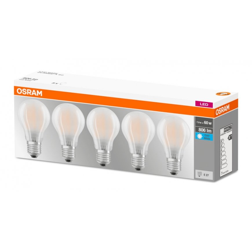 Osram LED bulb set with base, classic, 5 pcs, E27, 6.5 W – 2