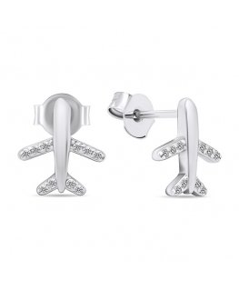 Brilio Silver Brilio Silver Modern silver earrings with clear zirconia Airplanes EA594W