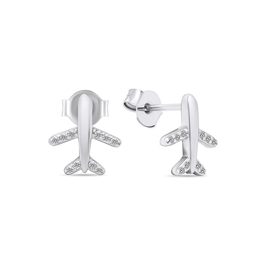 Brilio Silver Brilio Silver Modern silver earrings with clear zirconia Airplanes EA594W