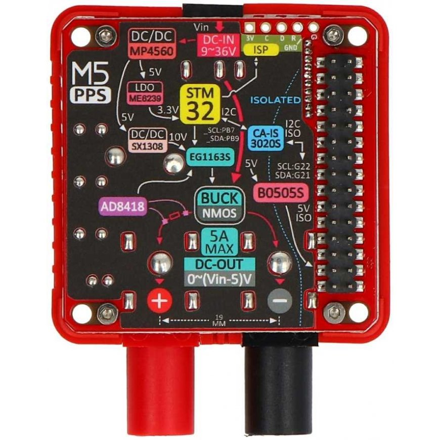 PPS module 13.2 – programmable power module – reduced 0.5 V–30 V/5 A – designed for M5Stack Core – M5Stack M137 – 2