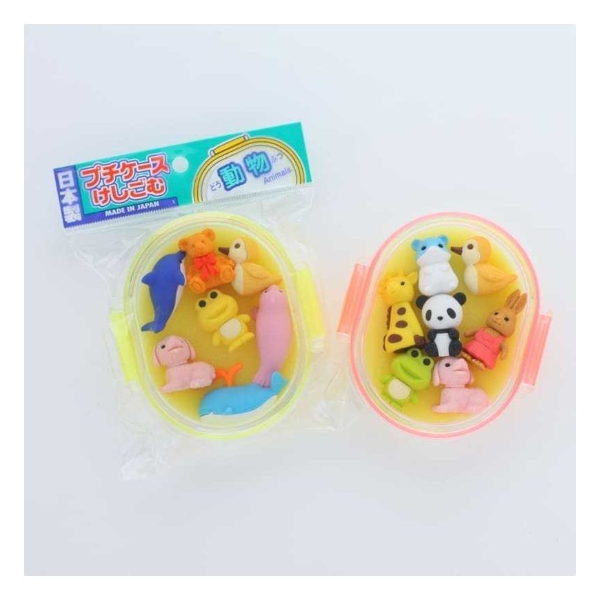 IWAKO mini bento lunch box puzzle set 'Animals' with 7 pieces.
