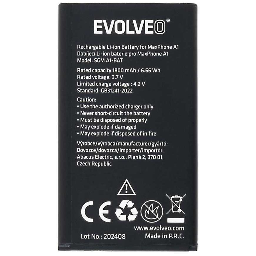 Original EVOLVEO 1800 mAh battery for MaxPhone A1 – 2