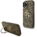 Guess PU 4G Metal Logo Stand Camera Frame dėklas skirtas Apple iPhone 16 rudos spalvos Guess PU 4G Metal Logo Stand Camera Frame dėklas skirtas Apple iPhone 16 rudos spalvos