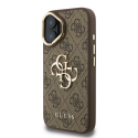 Guess PU 4G Metal Logo Stand Camera Frame dėklas skirtas Apple iPhone 16 rudos spalvos Guess PU 4G Metal Logo Stand Camera Frame dėklas skirtas Apple iPhone 16 rudos spalvos