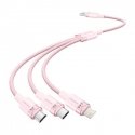 USB 2.0 A į 3in1 3A kabelis Vention CTPPG 1.5M (rožinė)