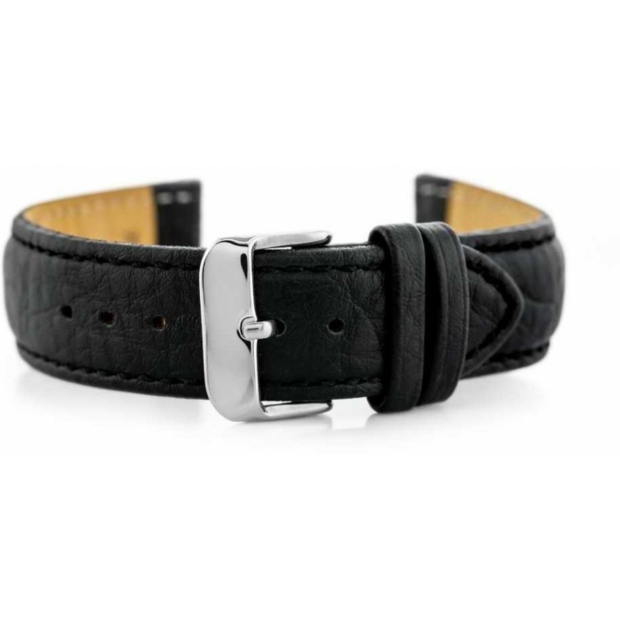 Pacific W05XL black leather watch strap - 22mm
