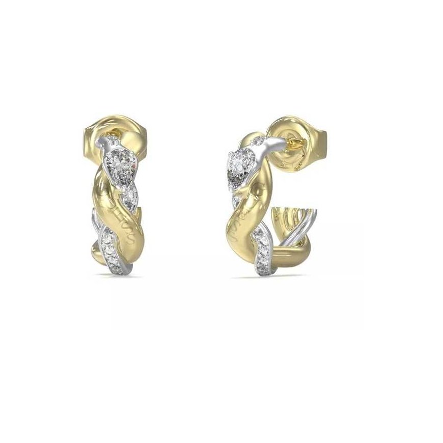 Guess Madingi two-tone earrings with zircons Twist JUBE05065JWYGRHT/U