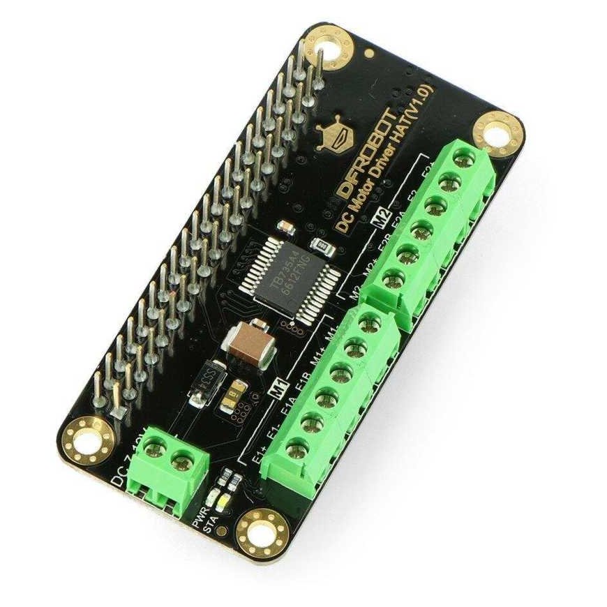 DFRobot DFR0592, DC motor controller HAT V1.0, 2 channels, 12 V / 1.2 A, designed for Raspberry Pi