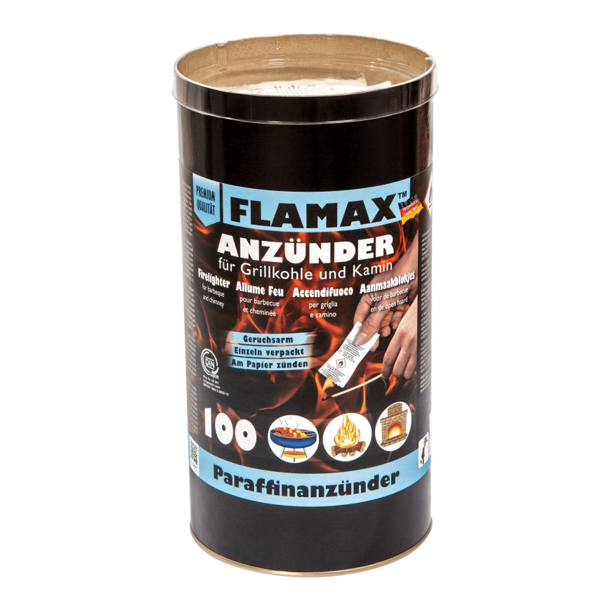 Flamax Paraffin ignition cubes in a