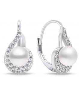 Brilio Silver Brilio Sidabrinis Elegant silver earrings with pearls EA751W