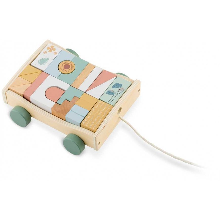 Wooden pull-along cart with blocks NK-853 Nukido – 2