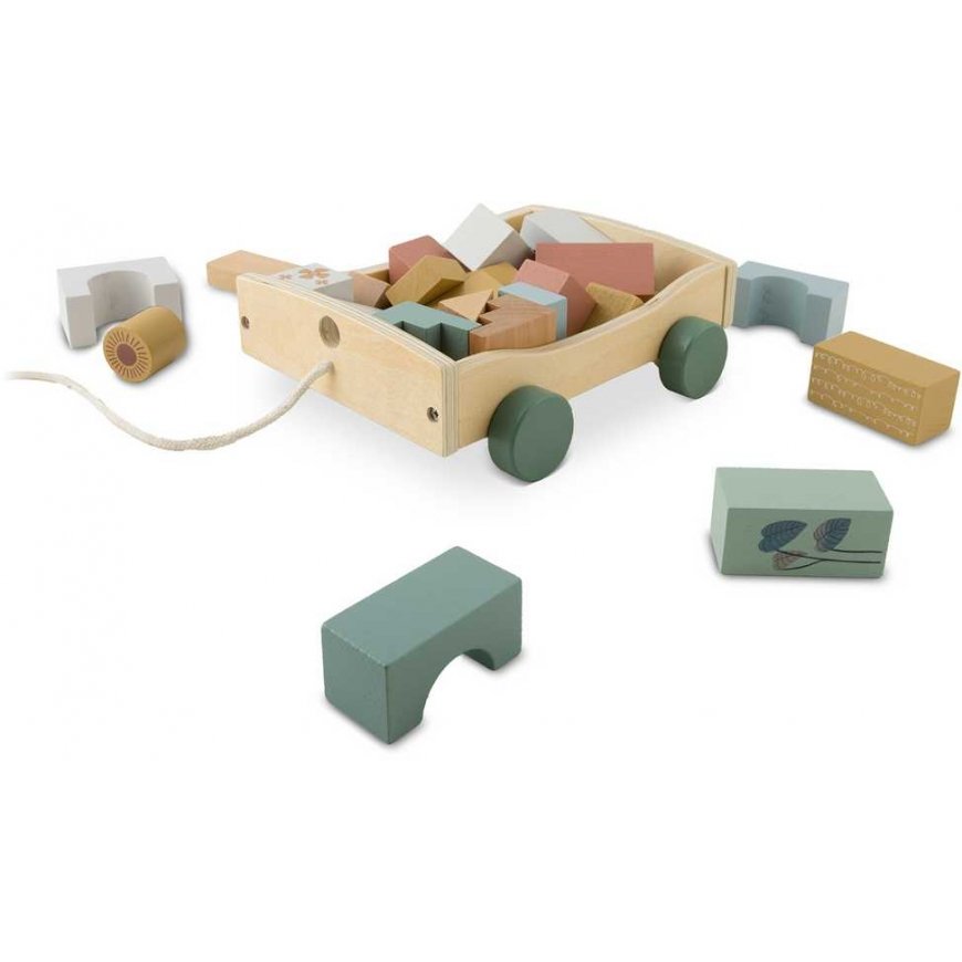 Wooden pull-along cart with blocks NK-853 Nukido – 3